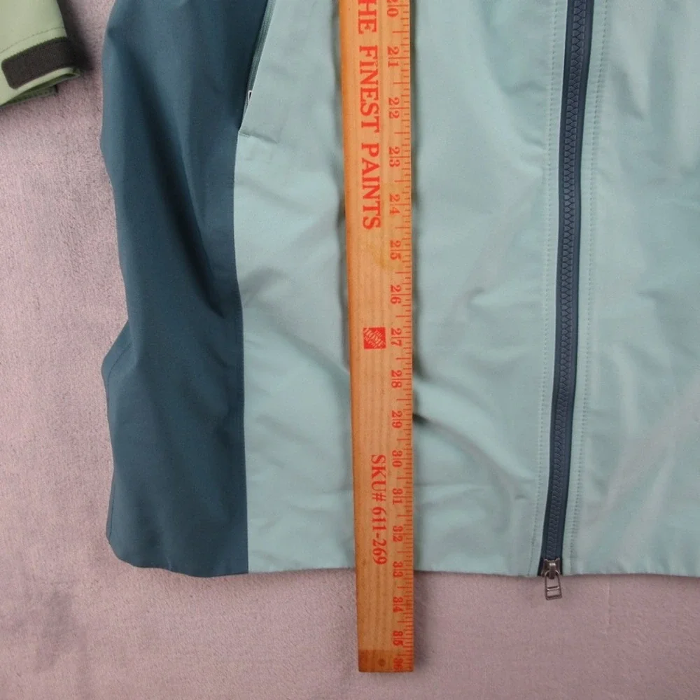 Cotopaxi Cielo Rain Trench Jacket Green Blue Colorblock Hooded Womens Size S - Picture 5 of 9